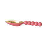 Pink and gold enameled aluminum scoop with rounded ball handle
