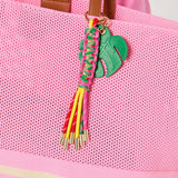 Palm Leaf Bag Charm Key Ring – Multi Color Tassel