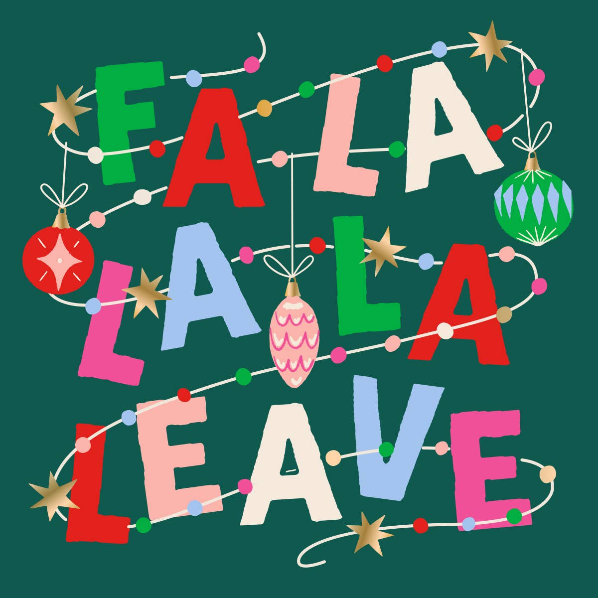 Fa La La La Leave Holiday Cocktail Napkin by Soiree - Sisters at Confetti Gift and Party Tuscaloosa Alabama