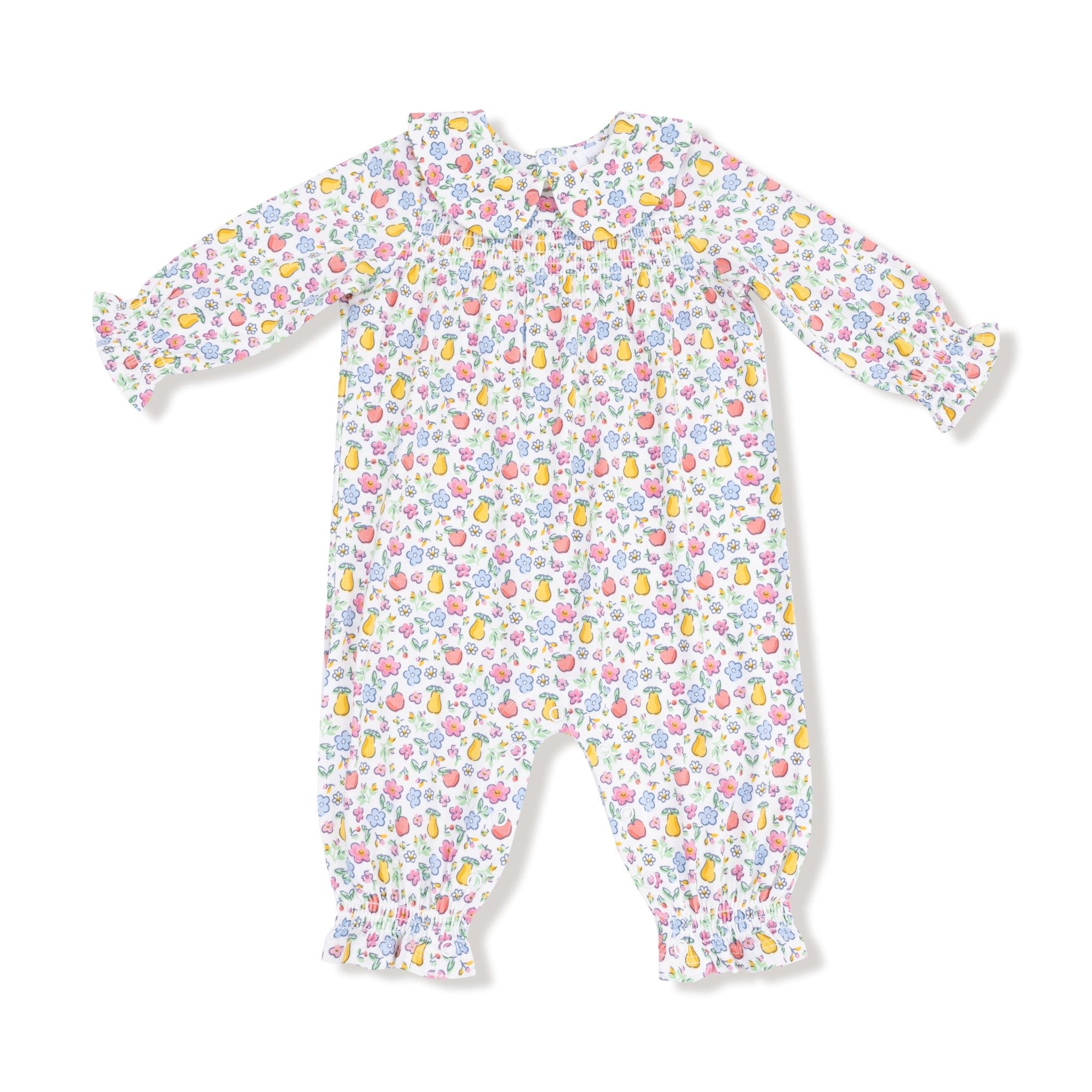 Fall Fruit Floral - Smocked L/s Romper W/ Peter Pan Collar by Angel Dear at Confetti Gift and Party Tuscaloosa Alabama