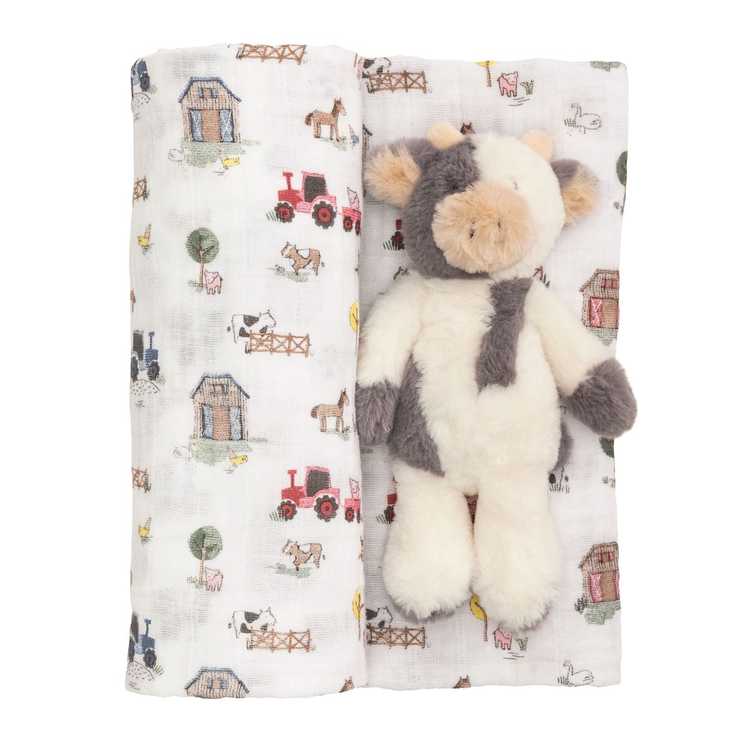 Farm Swaddle & Rattle Set by Mud Pie at Confetti Gift and Party Tuscaloosa Alabama