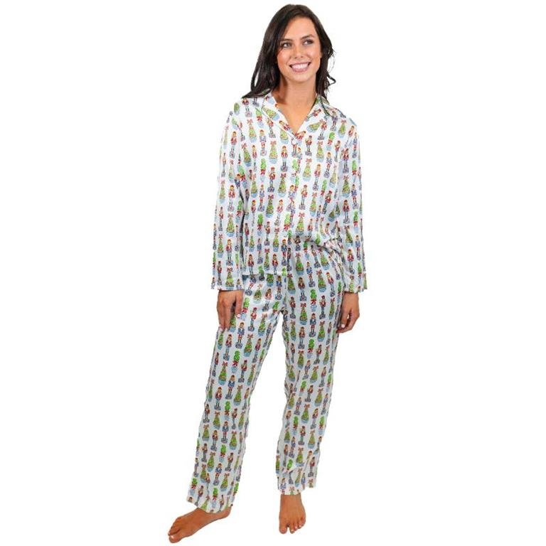 Festive Nutcracker Silky Satin Pajama Long Sleeve Set by Jane Marie at Confetti Gift and Party Tuscaloosa Alabama