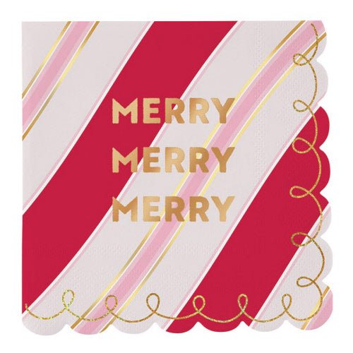 Foil Scallop Napkin Merry by Creative Brands at Confetti Gift and Party