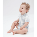 French Stripe Dusty Blue Rib Polo Shortie by Angel Dear at Confetti Gift and Party Tuscaloosa Alabama