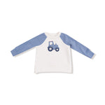 French Terry - Mini Tractors - Raglan Sweatshirt With French Terry Applique And Jogger by Angel Dear at Confetti Gift and Party Tuscaloosa Alabama