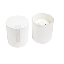 Fresh Linen 2 wick candle In modern white vessel w/lid 10oz. by Hillhouse Naturals/Field+Fleur at Confetti Gift and Party