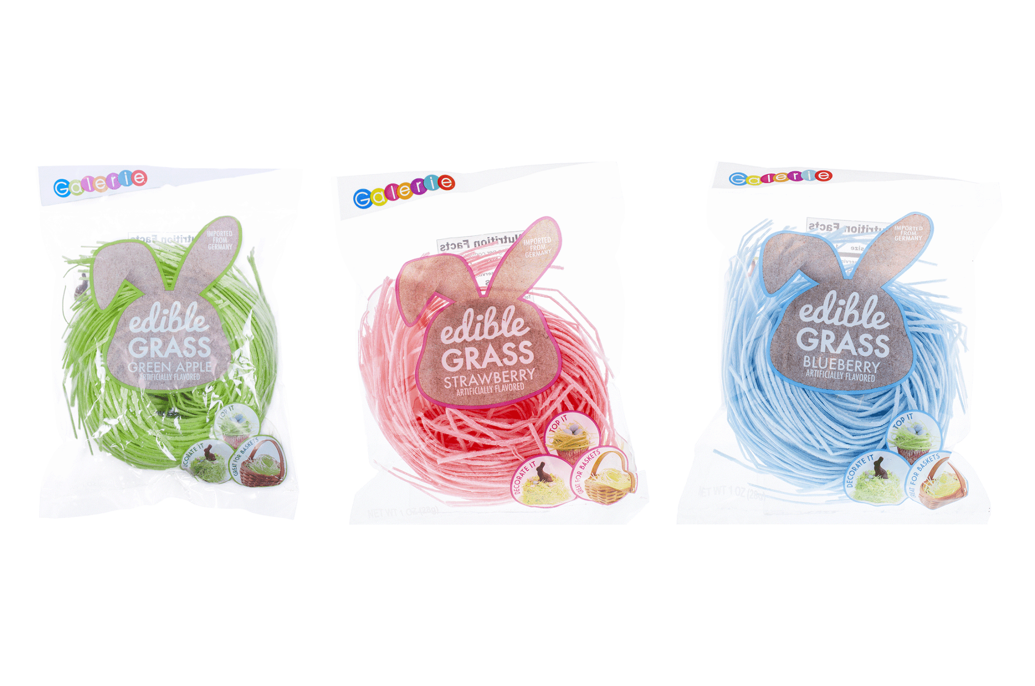 Galerie Edible Grass Assorted Colors each sold seperatley by Galerie Candy and Gifts at Confetti Gift and Party Tuscaloosa Alabama