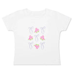 White children’s t-shirt with pink floral bouquets and lavender bows design