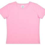 Light pink children’s t-shirt with short sleeves and crew neck