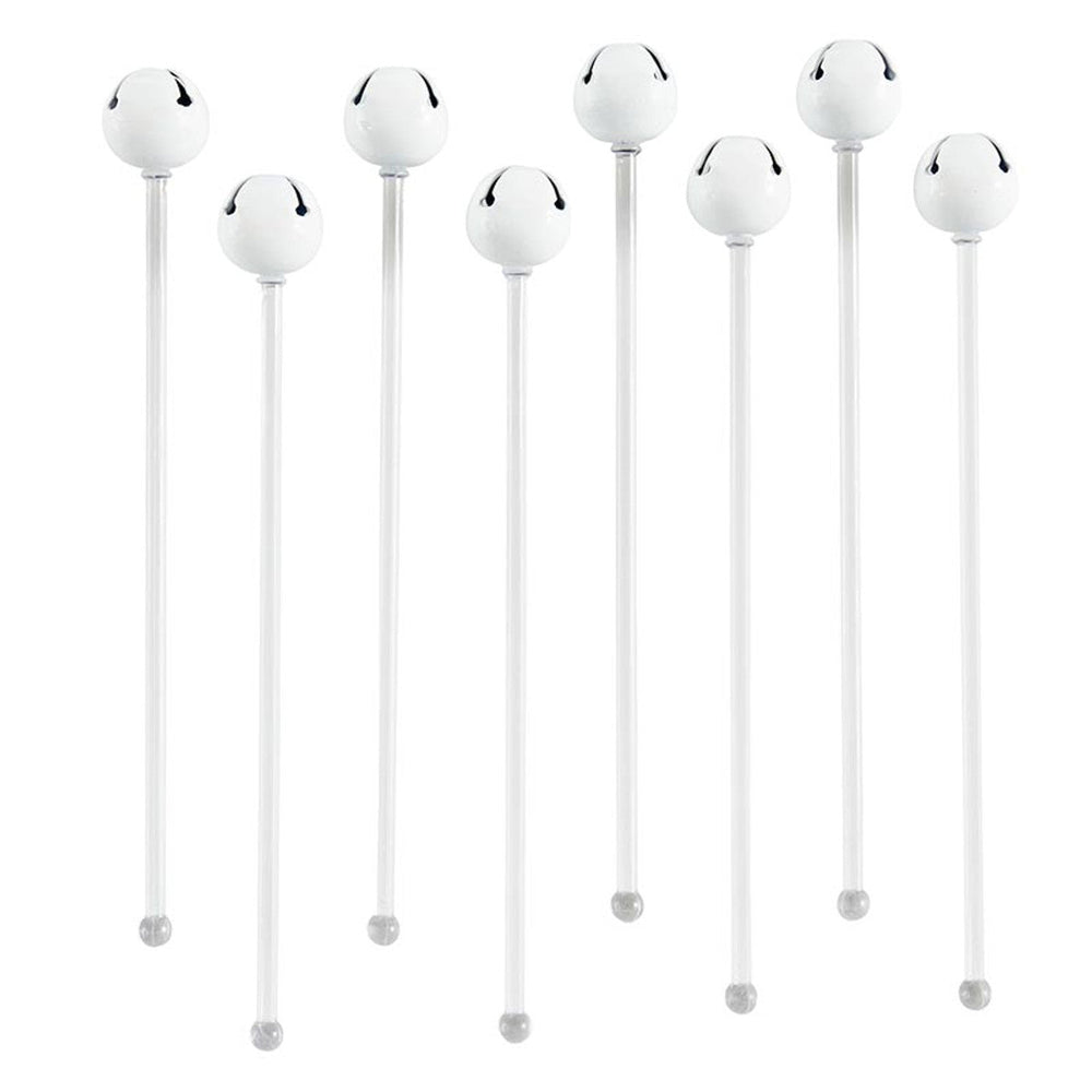 Glossy White Jingle Bell Stir Sticks by Creative Brands at Confetti Gift and Party