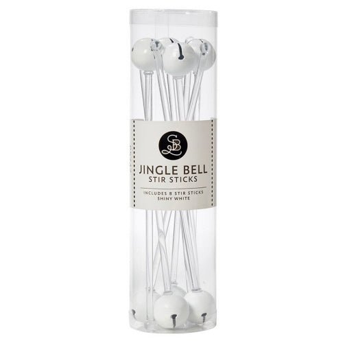 Glossy White Jingle Bell Stir Sticks by Creative Brands at Confetti Gift and Party