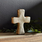 Gold-edged concrete decorative cross