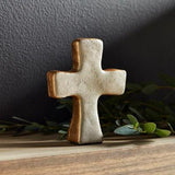 Gold-edged concrete decorative cross