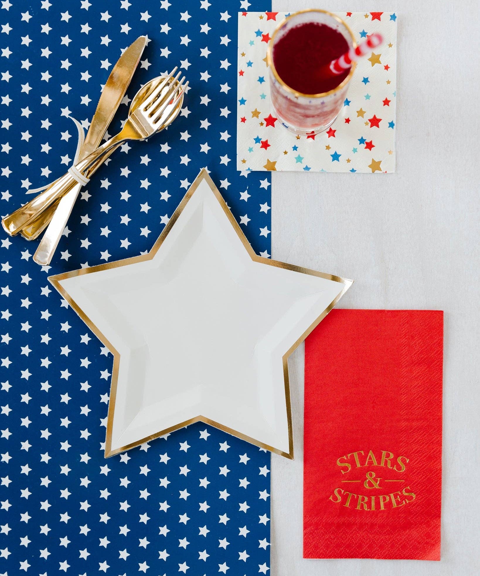 My Mind’s Eye Gold Foiled Stars and Stripes Guest Towel Napkin by My Mind’s Eye at Confetti Gift and Party