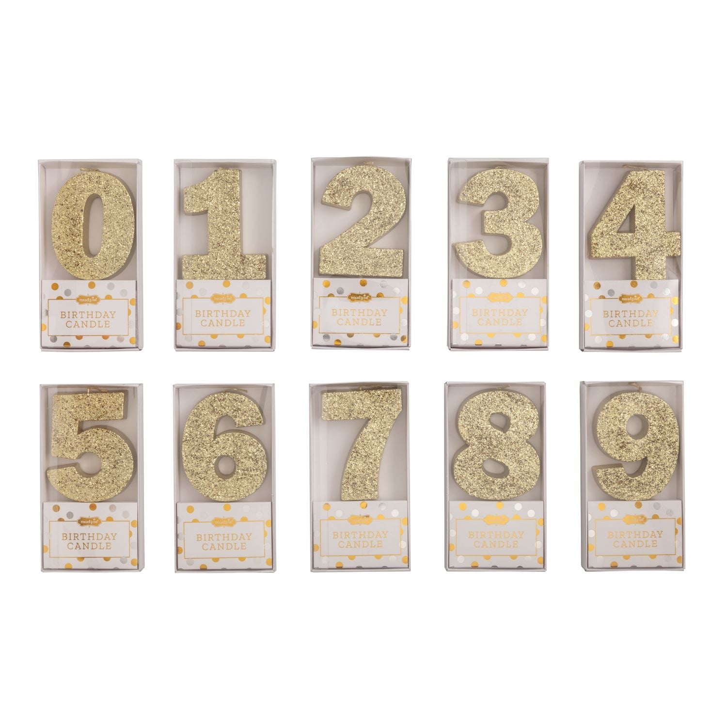 Gold Glitter Number Birthday Candles – Age Cake Toppers by Mud Pie at Confetti Gift and Party Tuscaloosa Alabama