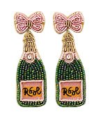 Green Bottle Shape with Pink Bow "Rose" Bead Earrings by Golden Stella at Confetti Gift and Party Tuscaloosa Alabama