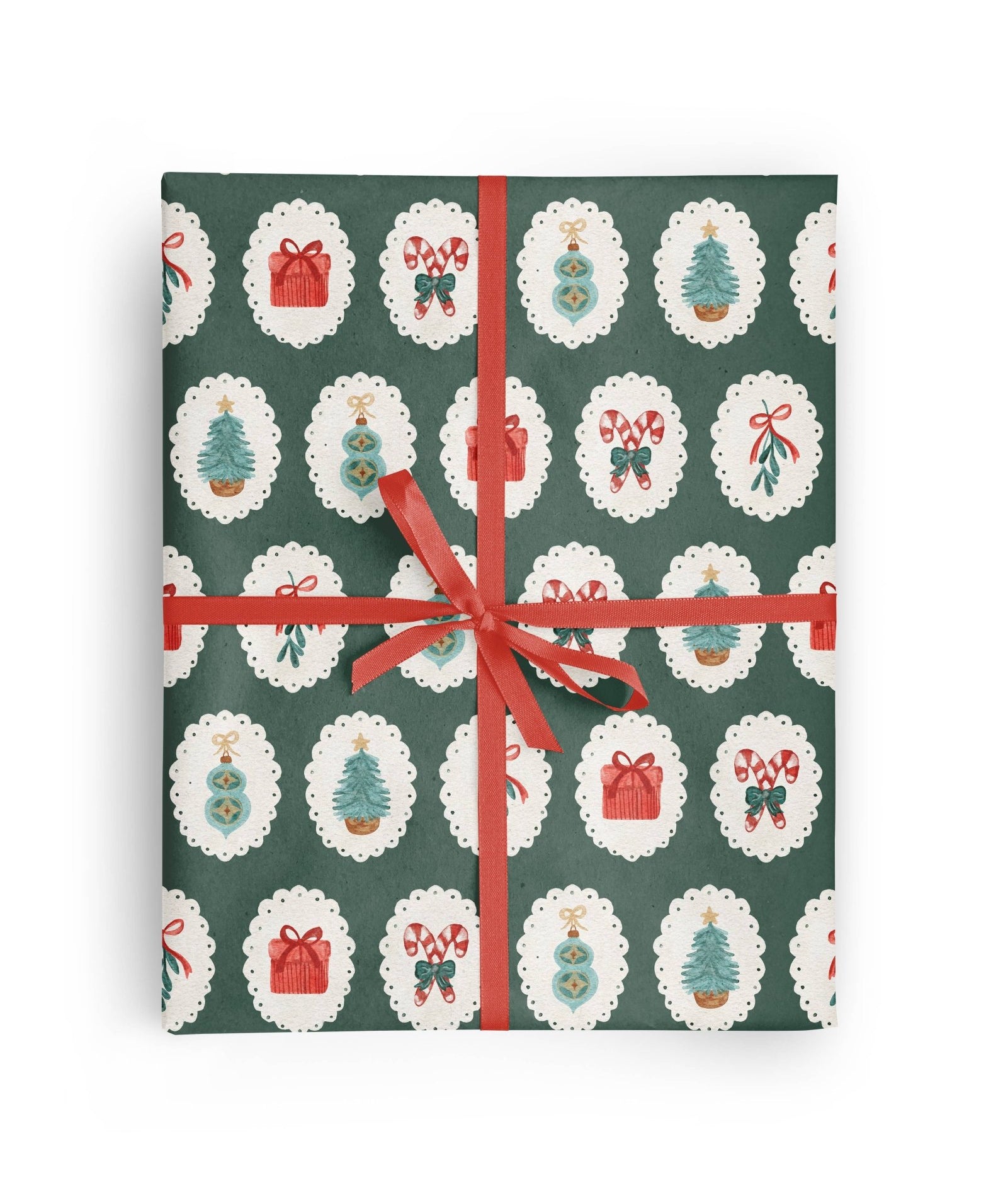 Green Cameo Christmas Wrapping Paper   by Vivie and Ash at Confetti Gift and Party Tuscaloosa Alabama