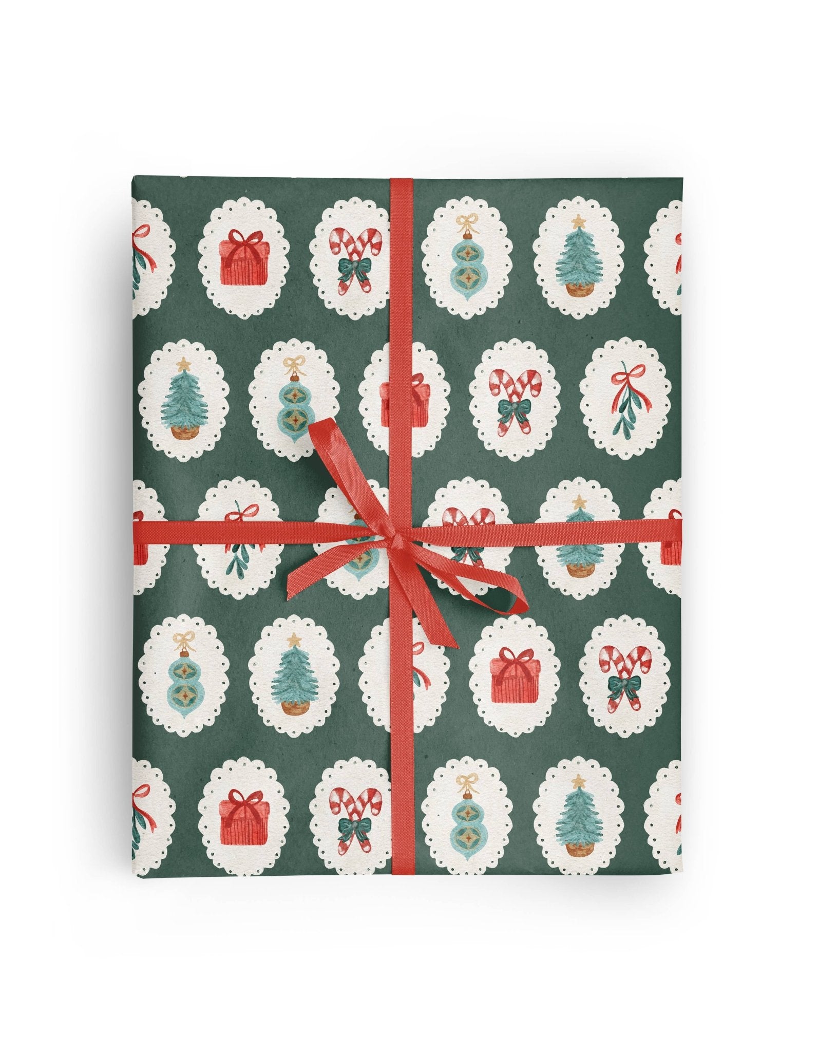 Green Cameo Christmas Wrapping Paper   by Vivie and Ash at Confetti Gift and Party Tuscaloosa Alabama
