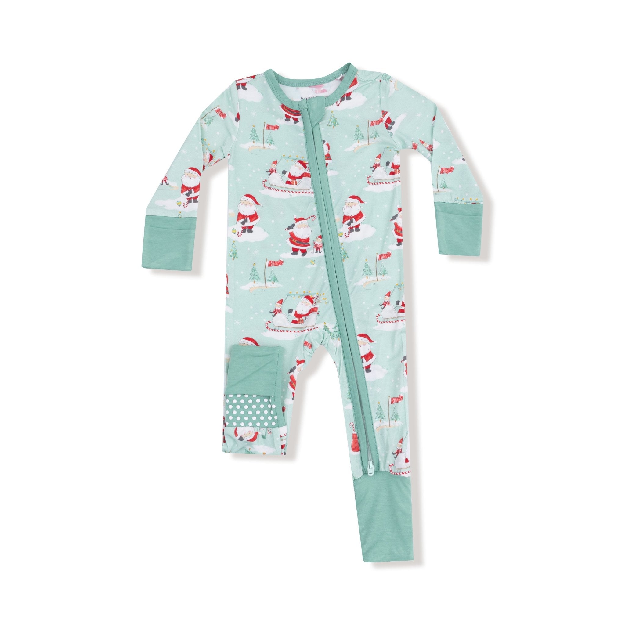 Green Golfing Mrs. Claus and Elves - 2 Way Zipper Romper by Angel Dear at Confetti Gift and Party Tuscaloosa Alabama
