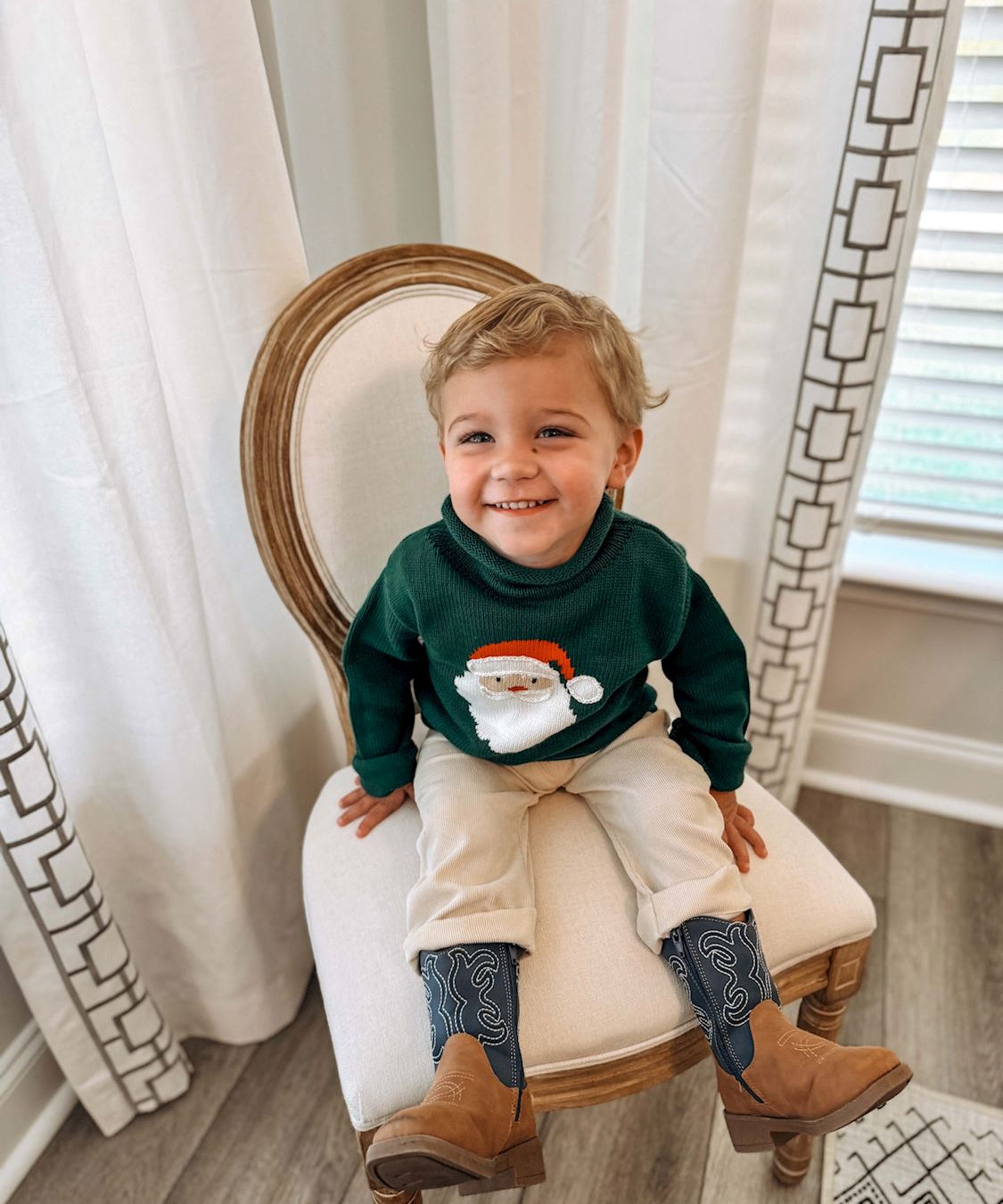 Green Santa Rollneck Sweater by Mud Pie at Confetti Gift and Party Tuscaloosa Alabama