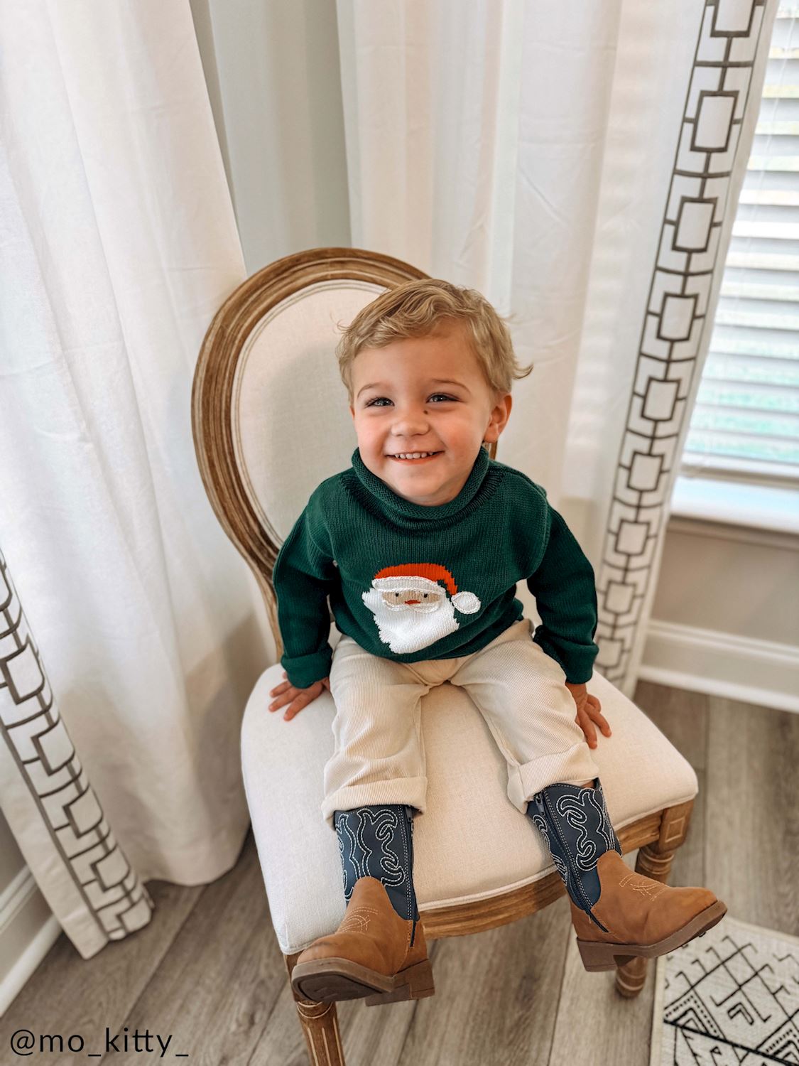 Green Santa Rollneck Sweater by Mud Pie at Confetti Gift and Party Tuscaloosa Alabama