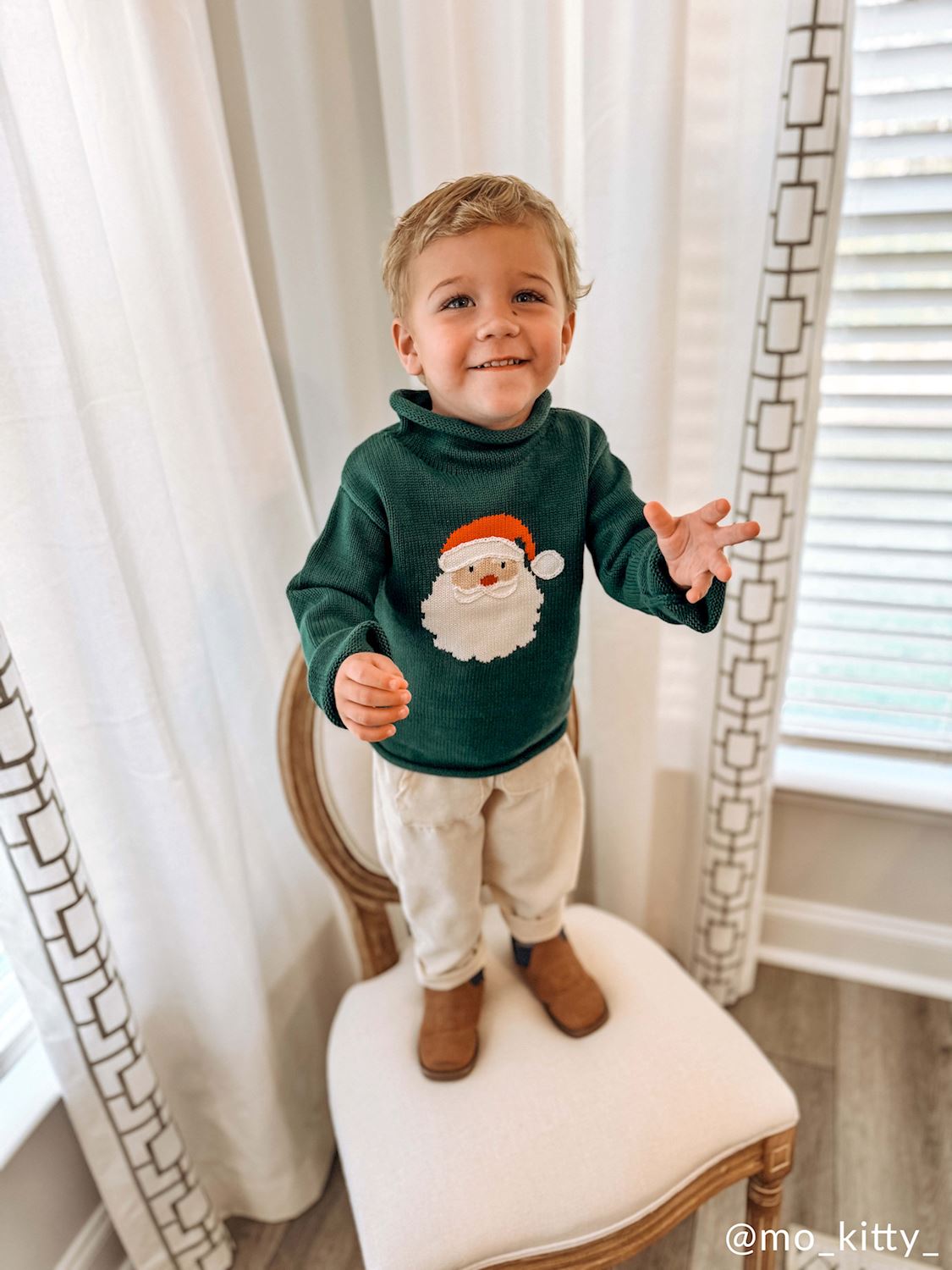 Green Santa Rollneck Sweater by Mud Pie at Confetti Gift and Party Tuscaloosa Alabama