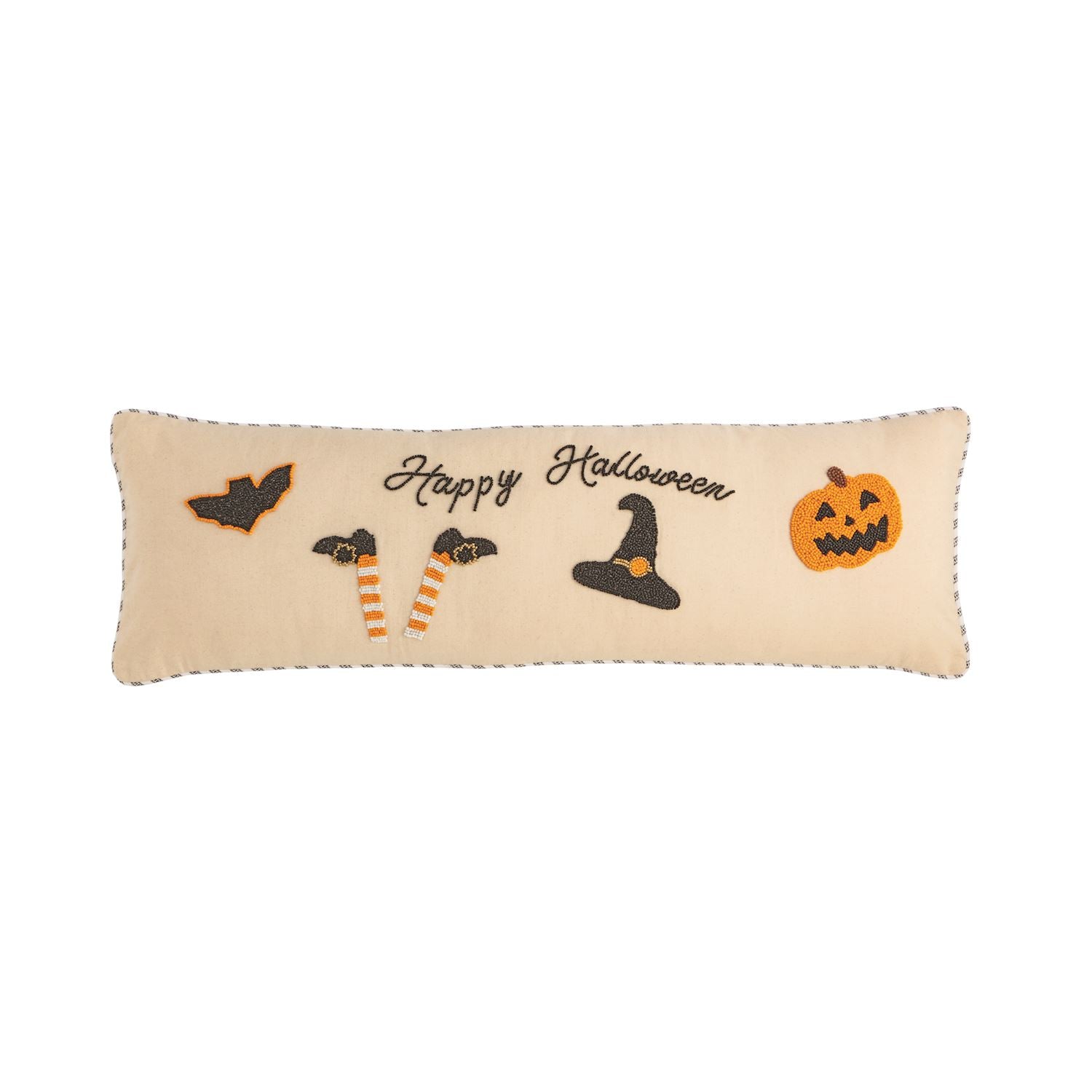 Halloween Beaded Canvas Pillow with Festive Icons by Mud Pie at Confetti Gift and Party Tuscaloosa Alabama