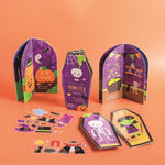 Halloween-themed Sticktivity Books featuring various characters and activities typical of the Halloween holiday.
