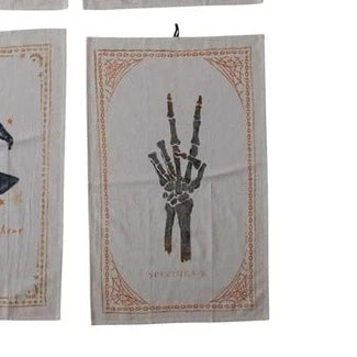 Cotton Chambray Printed Tea Towel, Halloween Image & Saying, 28"L x 18"W by Creative Co Op at Confetti Gift and Party