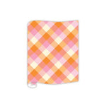 Table runner with handpainted pink and orange gingham plaid pattern