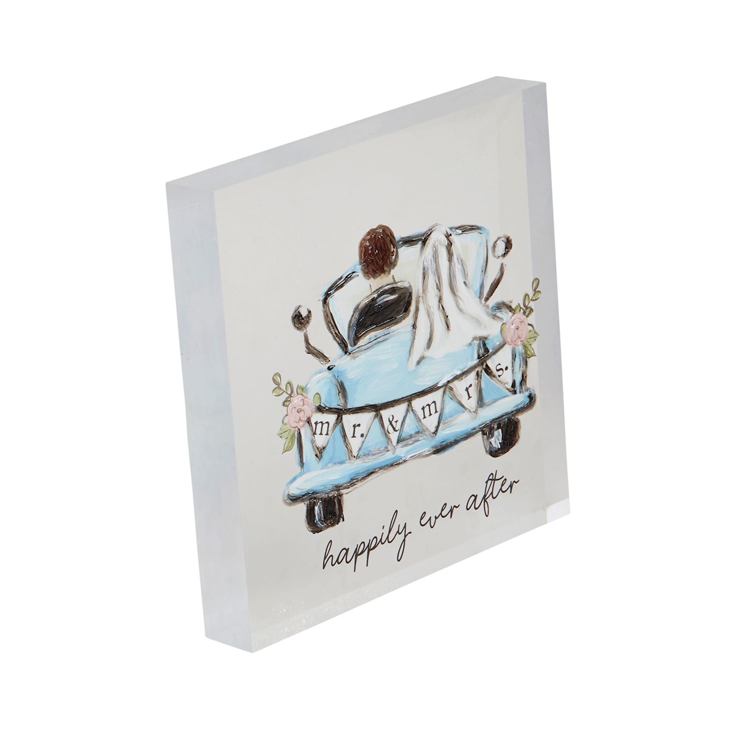 Happily Acrylic Wedding Plaque by Mud Pie at Confetti Gift and Party