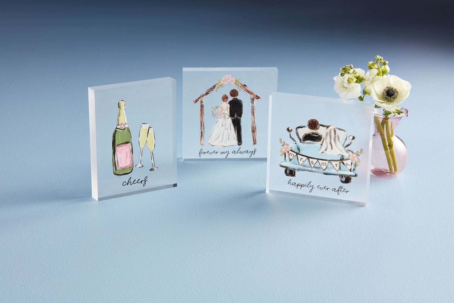 Happily Acrylic Wedding Plaque by Mud Pie at Confetti Gift and Party