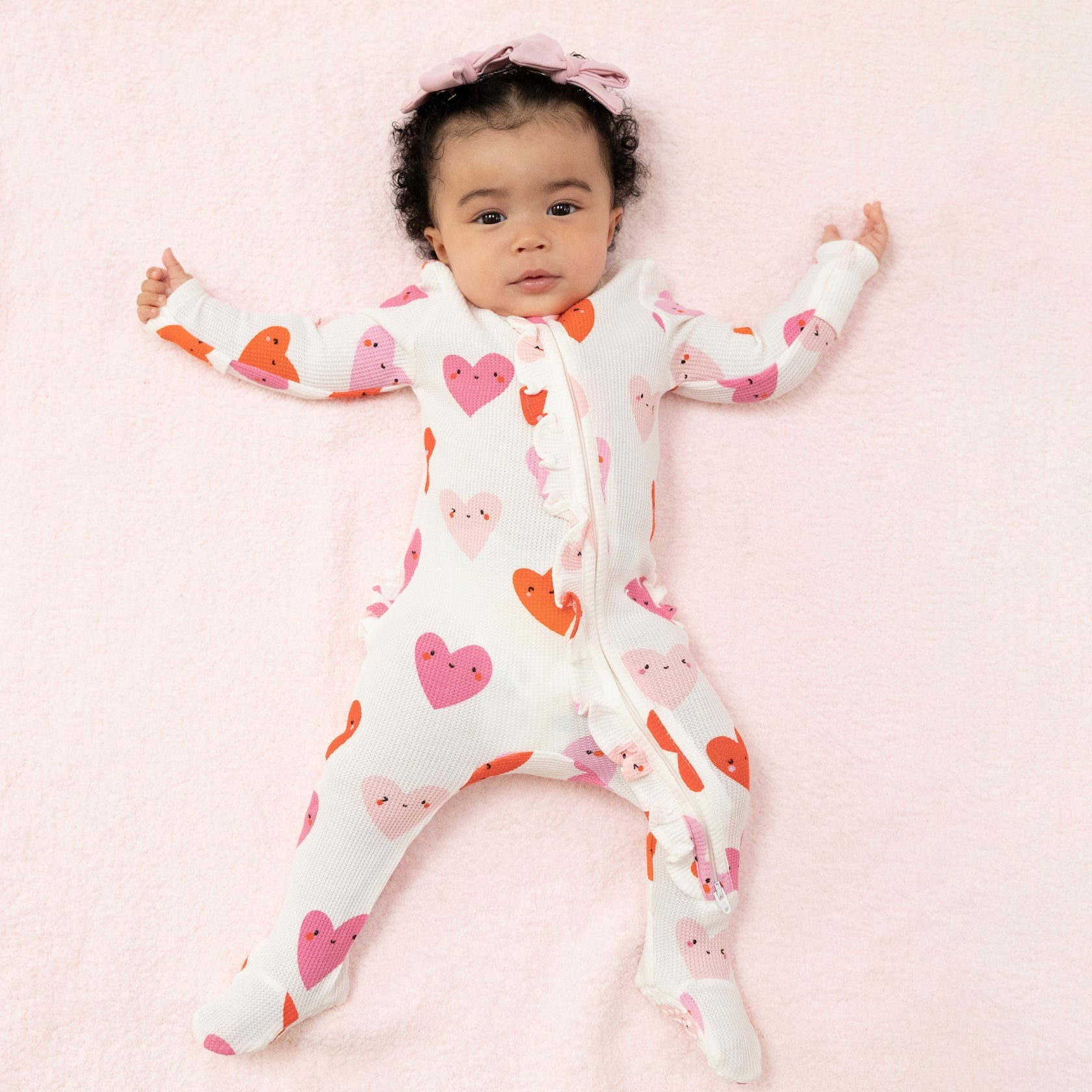 Happy Hearts 2 - Way Ruffle Zipper Footie by Angel Dear at Confetti Gift and Party Tuscaloosa Alabama