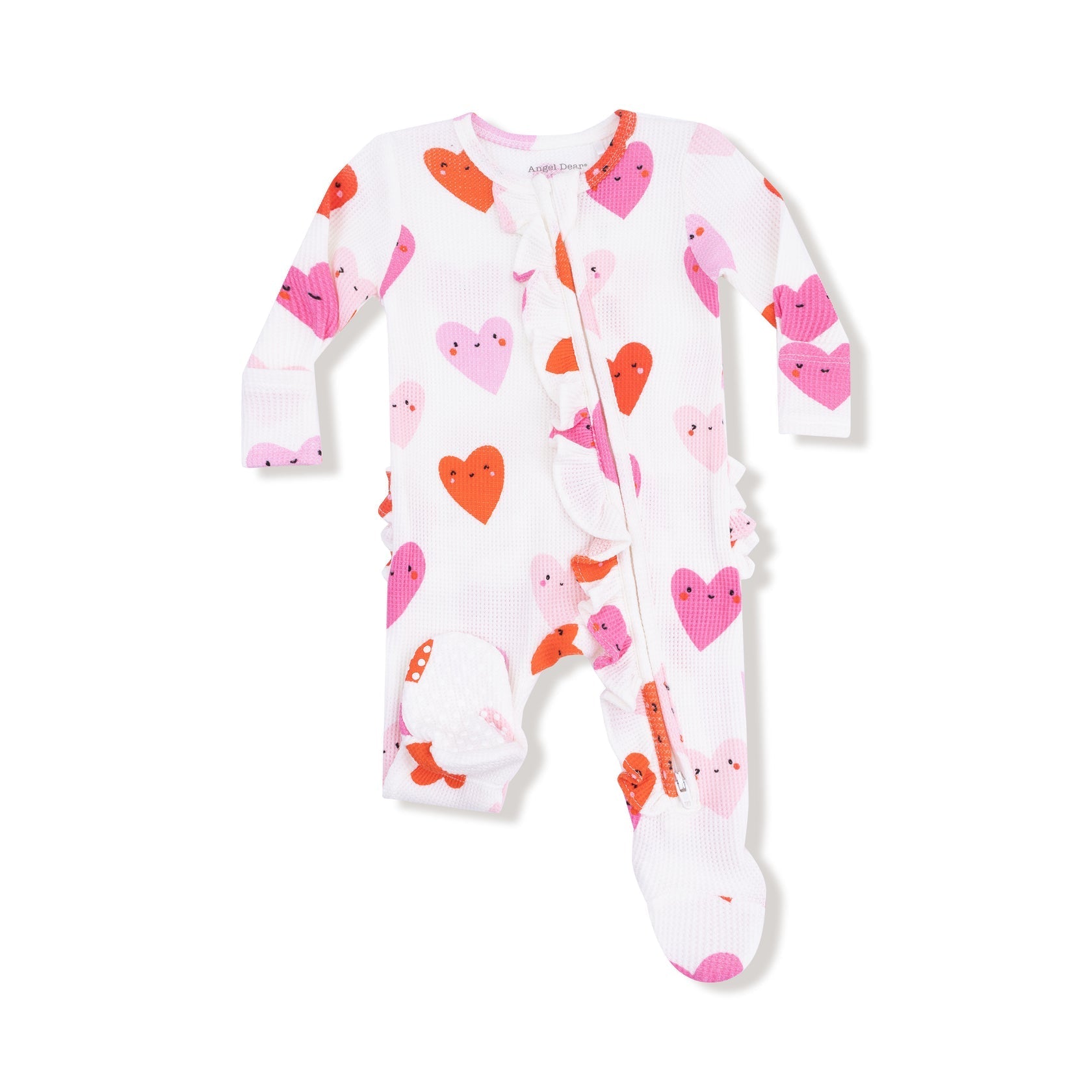 Happy Hearts 2 - Way Ruffle Zipper Footie by Angel Dear at Confetti Gift and Party Tuscaloosa Alabama