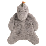 Harvey the Dino gray plush woobie with soft faux fur and weighted seat