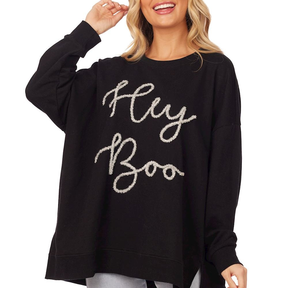 Hey Boo Sparkle Sweatshirt by Mud Pie at Confetti Gift and Party