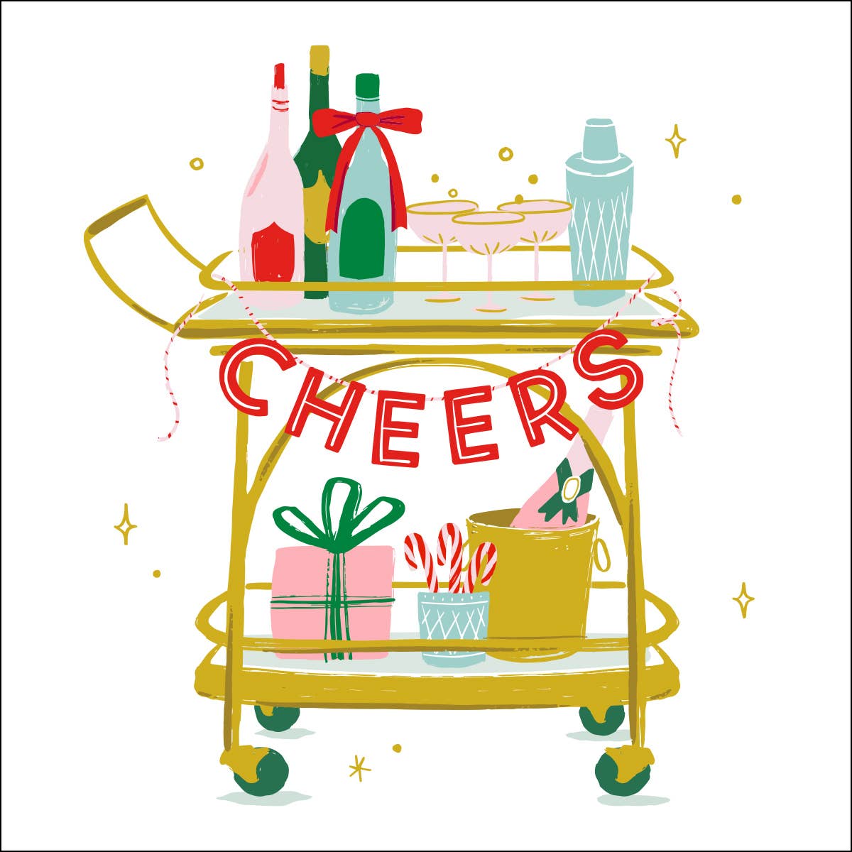 Holiday Cocktail Napkins | Cheers Holiday Bar Cart - 20ct by Soiree - Sisters at Confetti Gift and Party Tuscaloosa Alabama