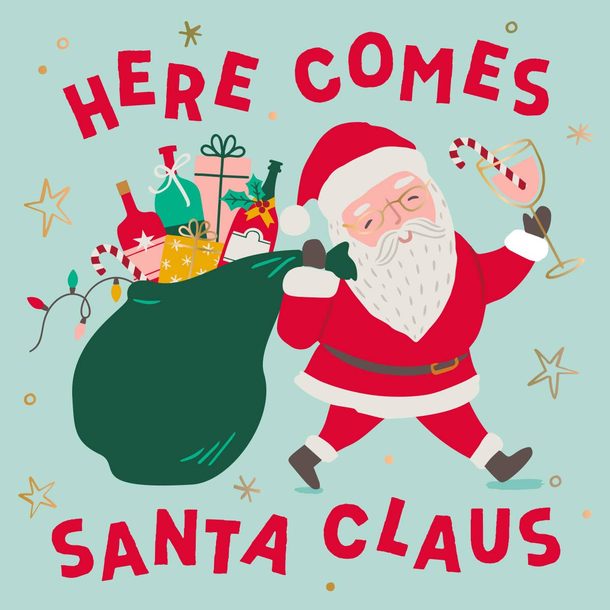 Holiday Cocktail Napkins | Here Comes Santa - Foil - 20ct by Soiree - Sisters at Confetti Gift and Party Tuscaloosa Alabama
