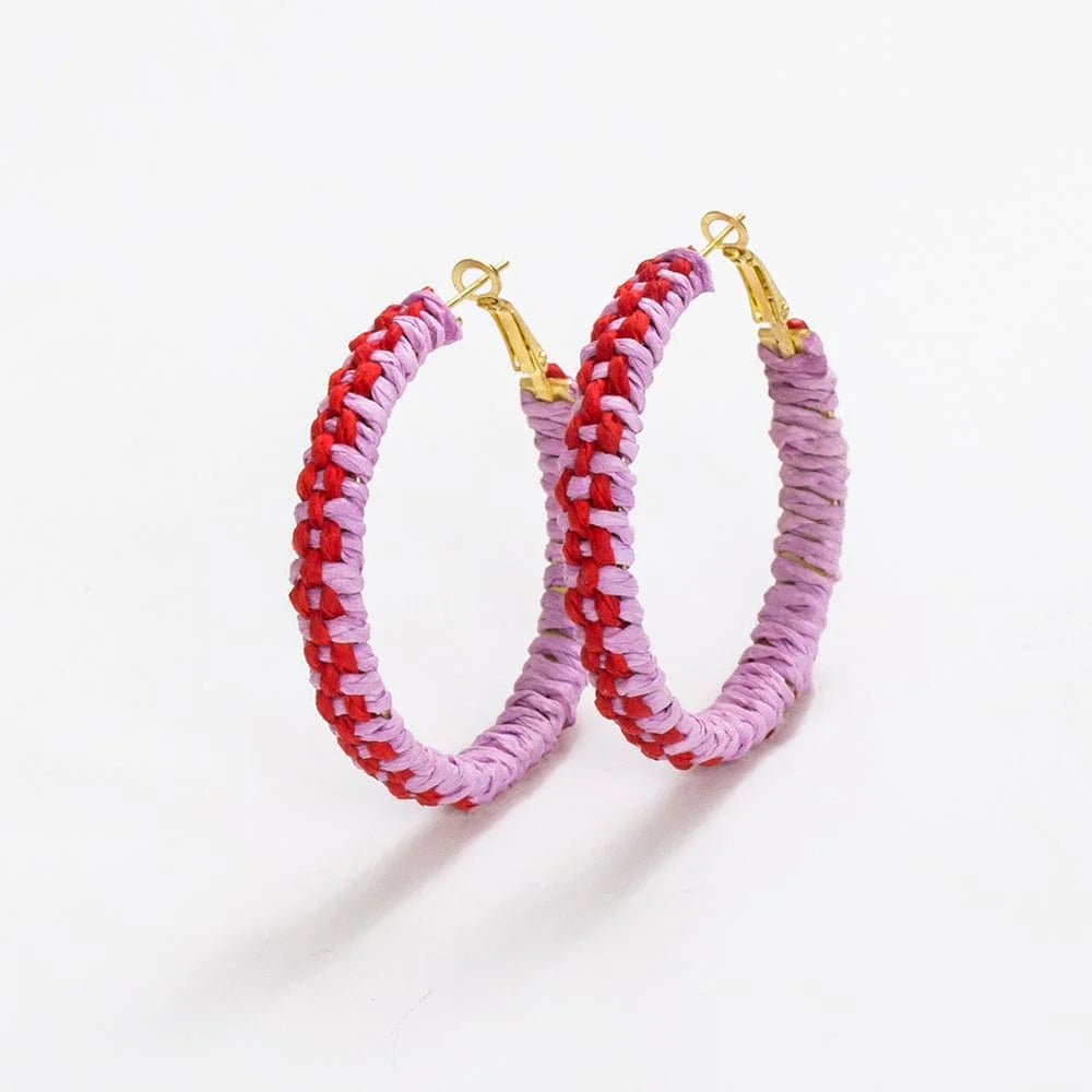 Holly Two-Color Raffia Hoops Light Lavender by Ink + Alloy at Confetti Gift and Party