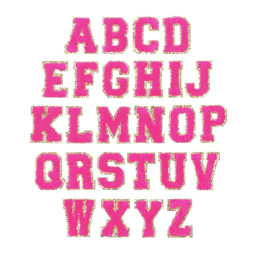 Hot Pink Alphabet Varsity Letter Patches by Viv&Lou at Confetti Gift and Party