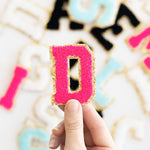 Hot Pink Alphabet Varsity Letter Patches by Viv&Lou at Confetti Gift and Party