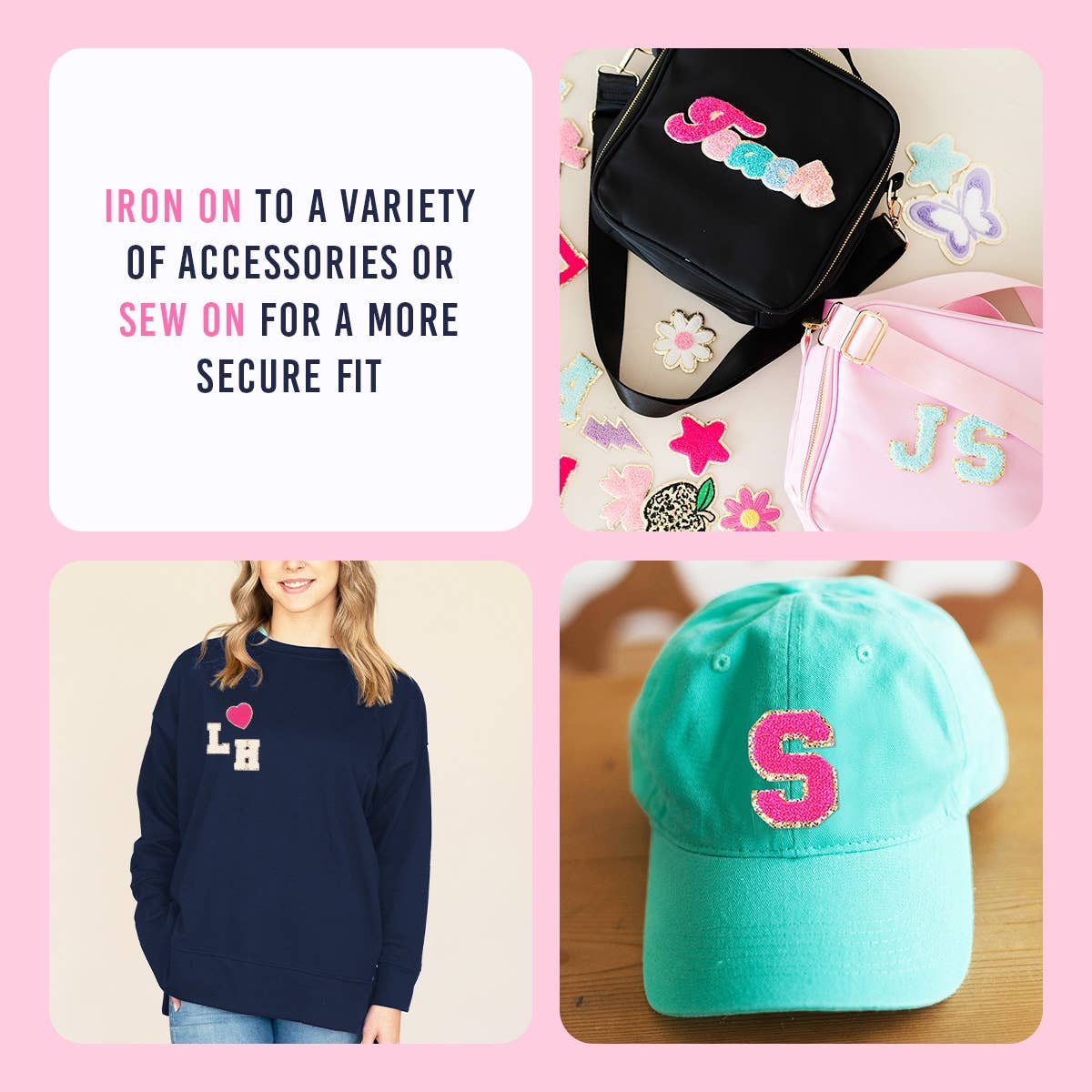 Hot Pink Alphabet Varsity Letter Patches by Viv&Lou at Confetti Gift and Party