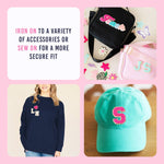 Hot Pink Alphabet Varsity Letter Patches by Viv&Lou at Confetti Gift and Party