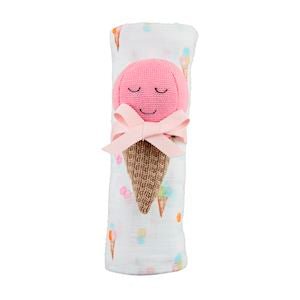Ice Cream Swaddle & Rattle Set by Mud Pie at Confetti Gift and Party Tuscaloosa Alabama