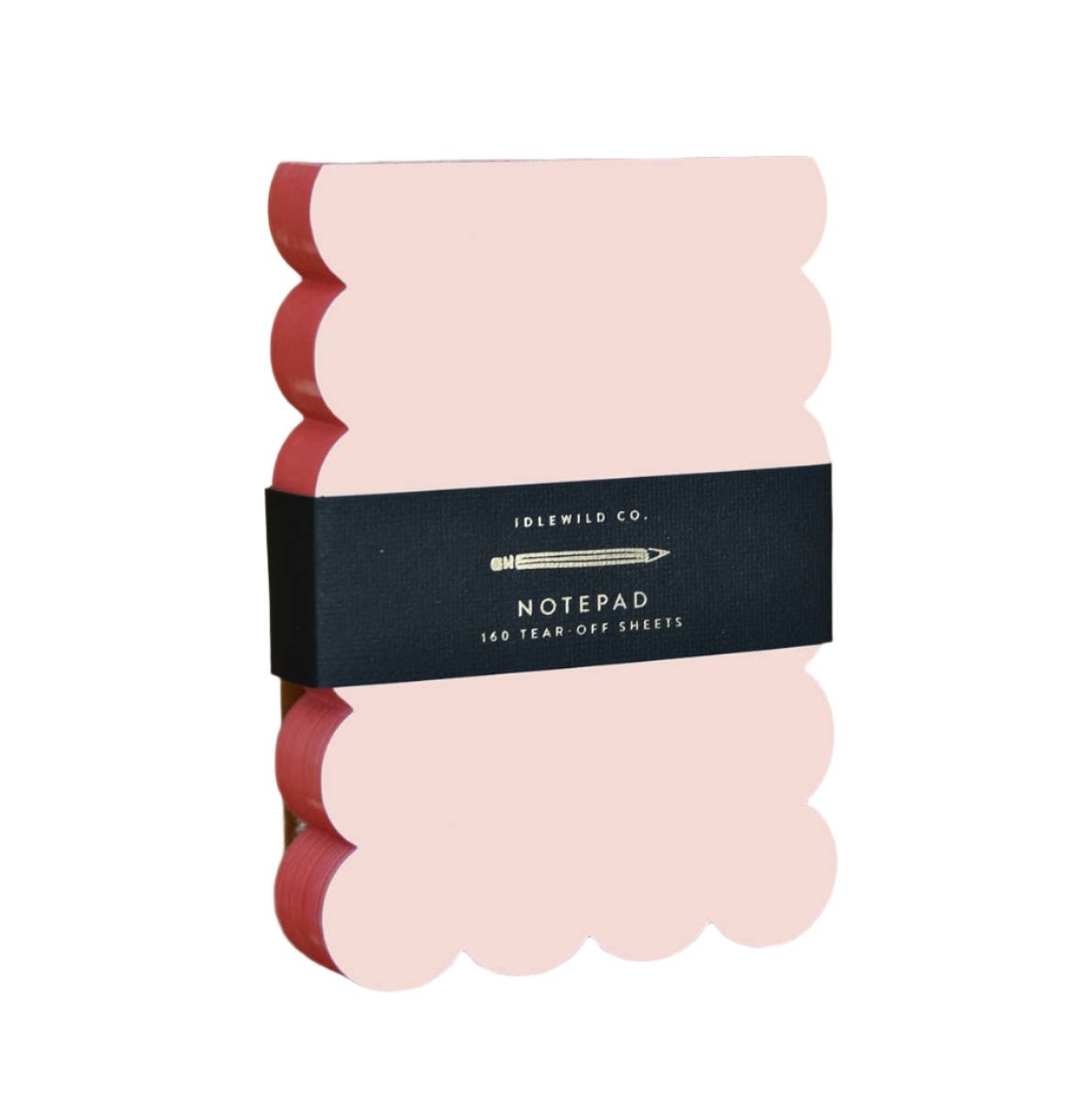  Idlewild Co. scallop die-cut notepad with pink pages and red edge painting