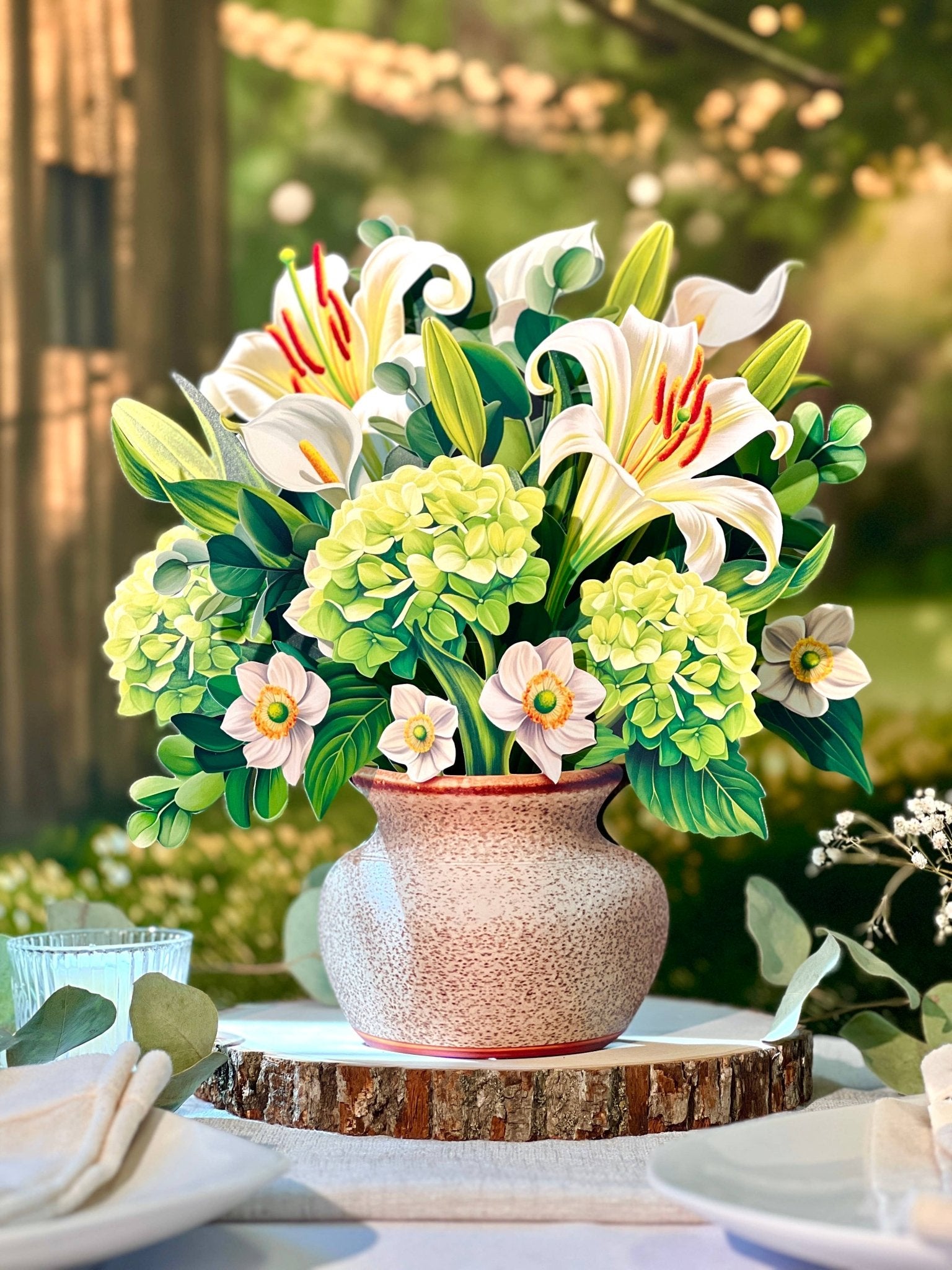 Ivory & Sage Floral Pop Up Greeting Card by FreshCut Paper LLC at Confetti Gift and Party Tuscaloosa Alabama