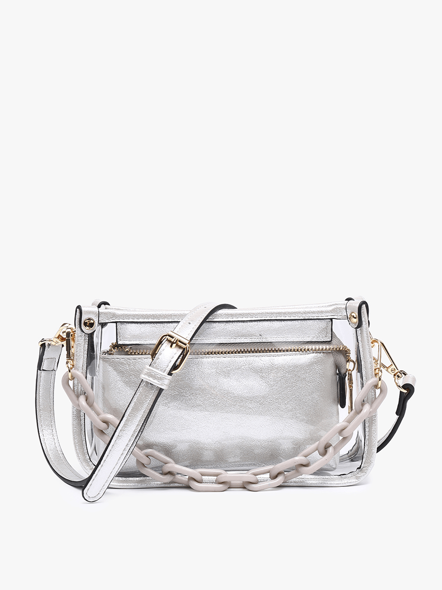Jen & Co. - M2226CR Jessica Clear Crossbody w/ Chain by Jen & Co. at Confetti Gift and Party Tuscaloosa Alabama