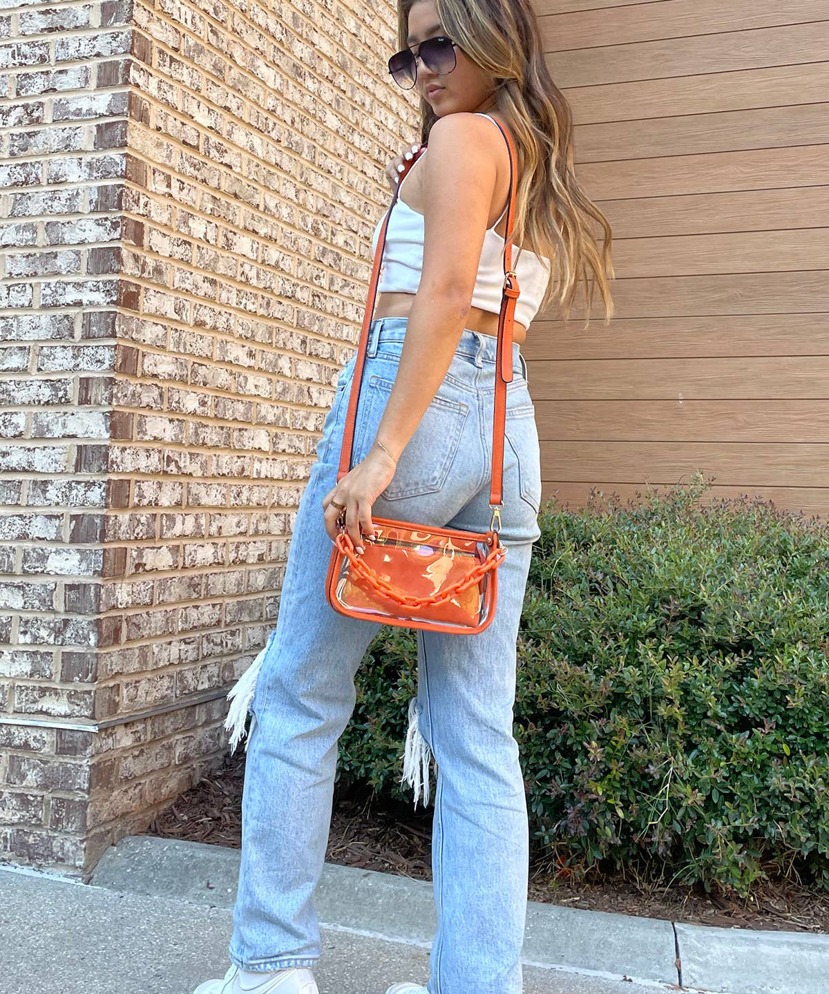 Jen & Co. - M2226CR Jessica Clear Crossbody w/ Chain by Jen & Co. at Confetti Gift and Party Tuscaloosa Alabama