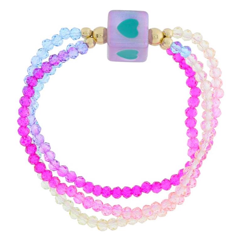 Kids 3 Strand Faceted Multi Beaded & Lavender Cube Bracelet by Jane Marie at Confetti Gift and Party