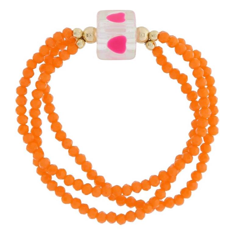 Kids 3 Strand Faceted Orange Beaded Bracelet & Cube by Jane Marie at Confetti Gift and Party